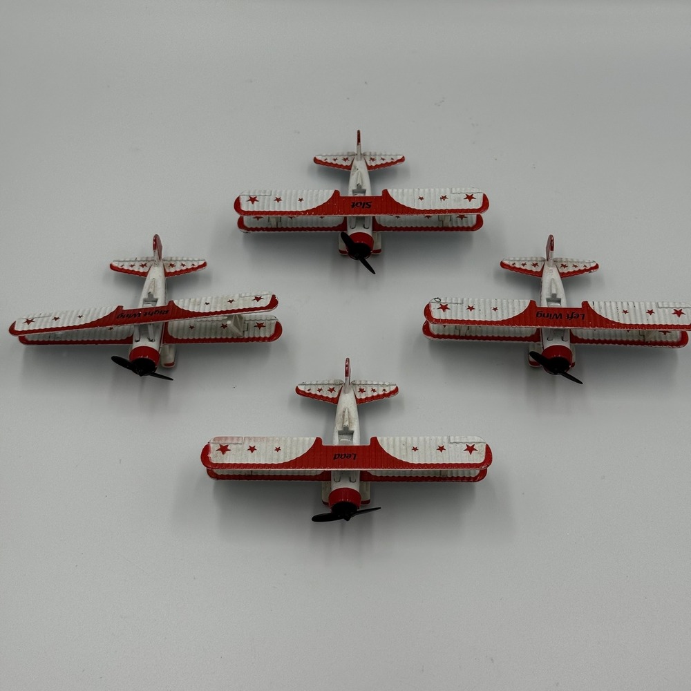 Vintage 1991 Red Baron Pizza Stearman Squadron 1:72 Diecast Bi-Plane Set 4-Pack